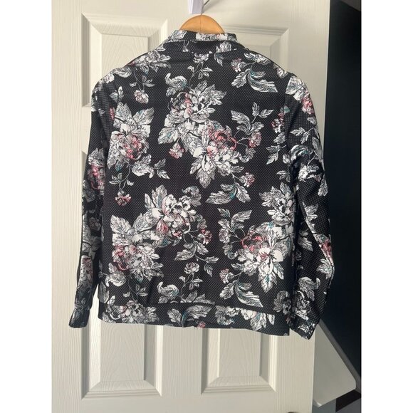 Charmed Hearts Womens Small Floral Track Jacket Zip Up Black Pink White Athleisu - Picture 5 of 5